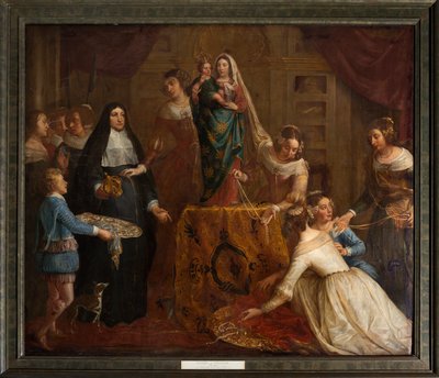 Farní kostel (Eglise Saint-Brice). Paintin „Arcivévoda Isabela Španělská dává své šperky do baziliky Saint-Martin z Halle“. Gaspar de Crayer. od Gaspar De Crayer