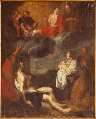 Farní kostel (sint-pieterskerk). Interiér. Jižní ulička. Oltář. Malování. Narození Krista. Attr. do g de Craeyer. 17. století. (malování) od Gaspar De Crayer
