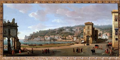 Pohled na čtvrť Chiaia, Napoli - Malba, konec 17.-18. století od Gaspar van Wittel