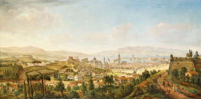 Panoramatický výhled na Messinu, Sicílie, od Gaspar van Wittel