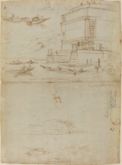 Studie Lago Maggiore a vchodu do Palazzo od Gaspar van Wittel