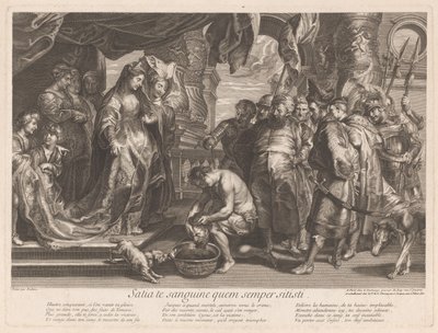 Thomiris ponoří Cyrusovu hlavu do misky s krví od Gaspard Duchange (attributed to)