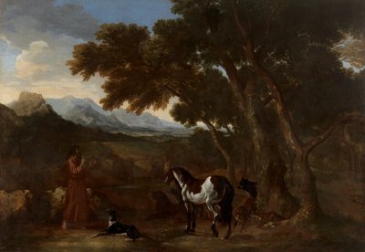 Dughet - Krajina s poustevníkem, který káže zvířatům, 1637 - 1638 od Gaspard Dughet
