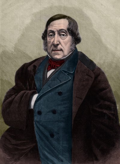 Portrét Gioachina (Gioacchina) Rossiniho (1792-1868), italského skladatele, rytina podle Nadarovy fotografie. od Gaspard Felix Tournachon Nadar