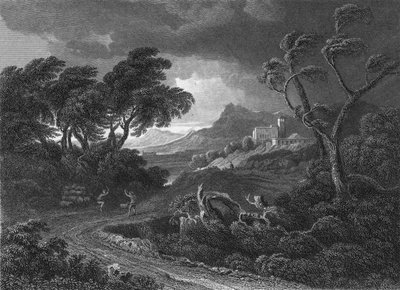 Pozemní bouře (rytina) od Gaspard Poussin (after) Dughet