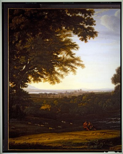 Italská pastorální krajina, detail, nedatováno od Gaspard Poussin Dughet