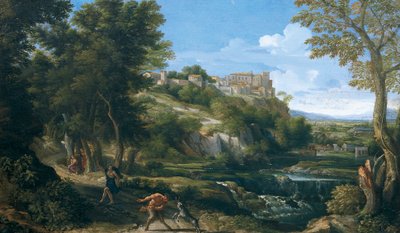 Krajina zobrazující tančícího fauna a nymfu 1667–1668, Gaspard Dughet (1615–1675) od Gaspard Poussin Dughet