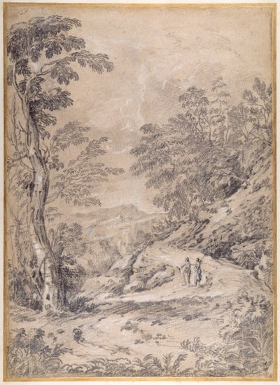 Horská cesta vinoucí se lesem a skalami od Gaspard Poussin Dughet