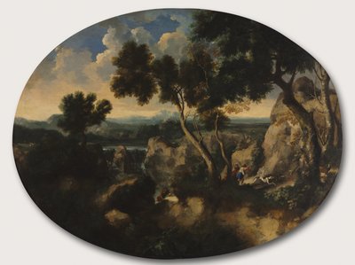 Skalnatá krajina s lovci, kolem 1635 od Gaspard Poussin Dughet