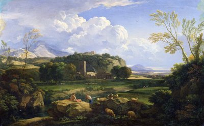 Pohled na římskou Campagna (olej na plátně) od Gaspard Poussin Dughet
