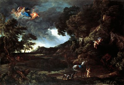 Krajina se spojením Dido a Aeneas, kolem 1664-48 (olej na plátně) od Gaspard Poussin and Maratta or Maratti Carlo Dughet