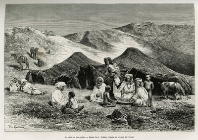 Nezla (příbuzný) mého průvodce. Rytina G.Vuilliera pro ilustraci Alžírské Sahary, V.Largeau, v letech 1874-1878, publikovaná v Tour du monde, pod vedením Edouarda Chartona (1807-1890) od Gaston Vuillier