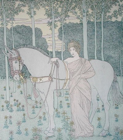 Nausicaa, ilustrace z Knihy 6 Odyssey, přeložil Lecomte de l