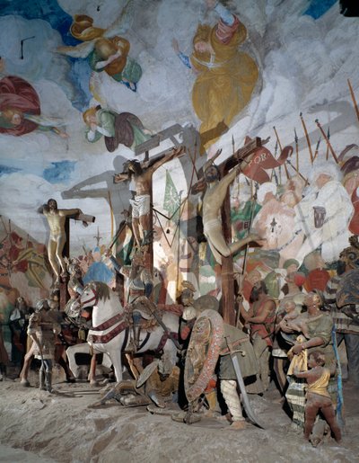 Ukřižování, detail soch od Gaudenzia Ferrariho (1475-1546), 38. kaple, Posvátná hora Varallo Sesia (světové dědictví UNESCO, 2003), Piemont, Itálie od Gaudenzio Ferrari