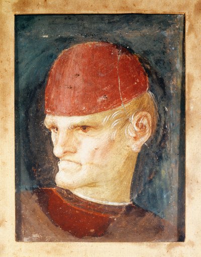 Itálie, Varallo, Fragment fresky hlavy od Gaudenzio Ferrari