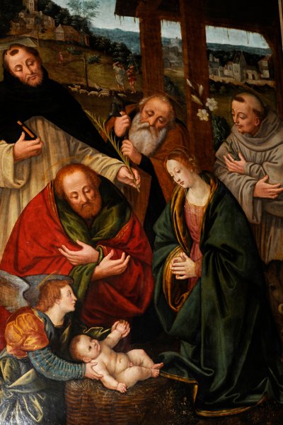 Narození se svatými, obraz od Gaudenzia Ferrariho v kostele Saint Mary of Consolation, Milán, Lombardie, Itálie od Gaudenzio Ferrari