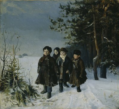 Návrat ze školy, 1884 od Gavriil Fyodorovich Rybakov