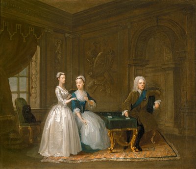 Portrét Johna Montagu, jeho manželky a jejich mladší dcery (olej na plátně) od Gawen Hamilton
