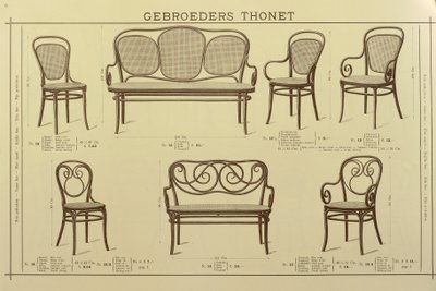 Katalog židlí a pohovek bratří Thonetů, kresba, Rakousko od Gebruder Thonet