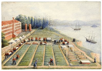 Pohřebiště ve Všeobecné nemocnici, Scutari, duben 1855 od General E.W. Wray