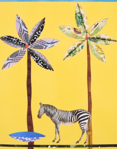 Zebra s modrou miskou (koláž) od Genevieve French