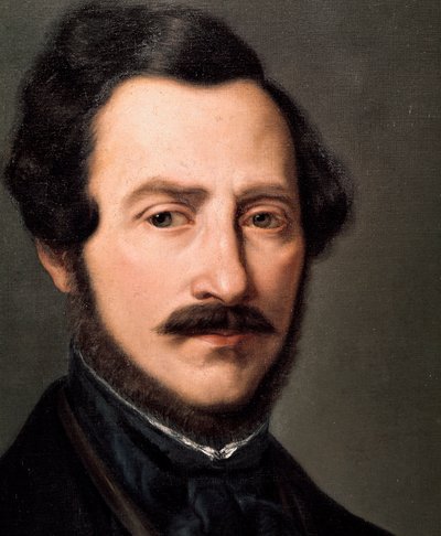 Portrét italského skladatele Gaetana Donizettiho (1797-1848) Obraz Gennario Ruo (19. století) Neapolská hudební konzervatoř San Pietro a Majella od Gennaro Ruo