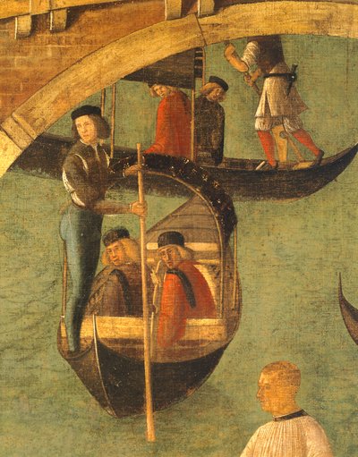 Gentile Bellinin (1429-1507) Ristin ihme San Lorenzon sillalla, tempera puulle, 323x430 cm, yksityiskohta, noin 1500 od Gentile Bellini