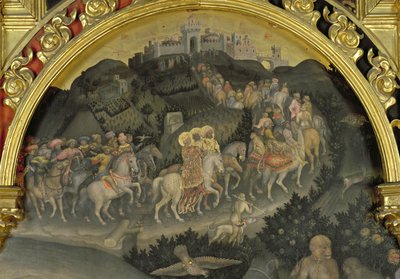 Klanění tří králů detail cesty do Jeruzaléma, 1423 tempera na panelu detail 29414 od Gentile da Fabriano
