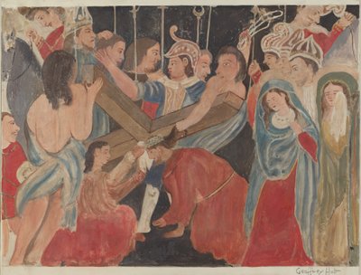 Křížová cesta č. 6: Veronica poskytuje službu Ježíši, c. 1936. od Geoffrey Holt