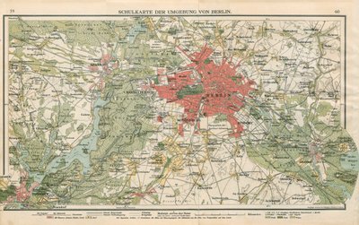 Školní mapa oblasti kolem Berlína od Geographische Anstalt von Velhagen und Klasing
