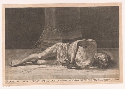 Kristus na de geseling Ó nesmírné milosrdenství, na kterém všechno stojí, padá, abys nespadl, lehne si, abys vstal, umírá, abys mohl žít (název na předmětu) od Georg Andreas Wolfgang