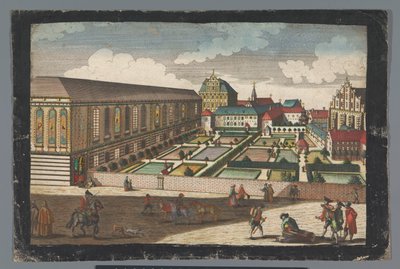 Pohled na královský palác a klášter menších bratří kapucínů ve Wroclawi Das Könige Palatium, samt dem Capuciner und Minoritten Closter zu Breslau (název na objektu) od Georg Balthasar Probst (possibly)
