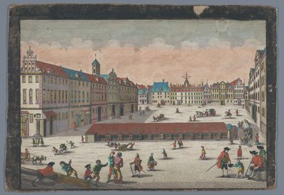 Pohled na Solné náměstí ve Wroclawi při pohledu od jihu Der Saltz Ring, oder Plaz in Breslau gegen Mittag anzusehen (název na objektu) od Georg Balthasar Probst (possibly)
