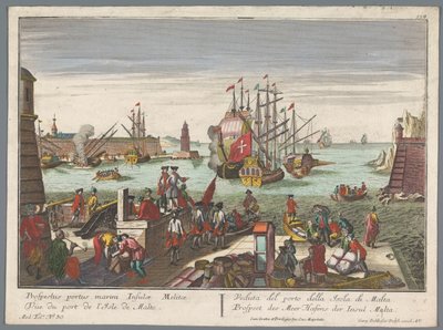 Pohled na přístav na Maltě Prospect des Meer Hafens der Insul Malta (název na objektu) Pohledy na přístav (název seriálu) od Georg Balthasar Probst