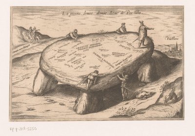 Pohled na Pierre Levée poblíž Poitiers La pierre levee demie lieue de Poictiers (název na objektu) od Georg Braun (possibly)