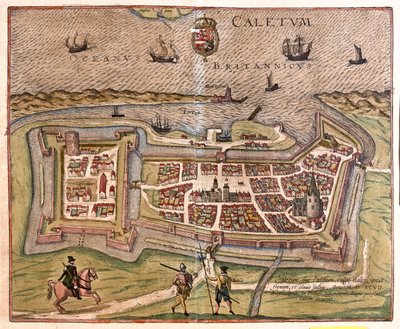 Calais, Francie - v knize "Civitates Orbis Terrarum" od Georga Brauna, Kolín nad Rýnem 1617 od Georg Braun