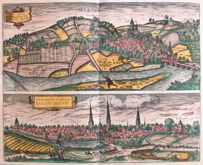 Essen a Werden, Německo - v "Civitates Orbis Terrarum" od Georga Brauna, Kolín nad Rýnem 1617 od Georg Braun