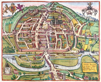 Exter, Anglie - v "Civitates Orbis Terrarum" od Georga Brauna, Kolín nad Rýnem 1617 od Georg Braun