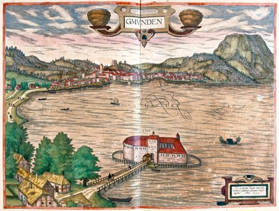 Gmunden, Rakousko - v "Civitates Orbis Terrarum" od Georga Brauna, Kolín nad Rýnem 1617 od Georg Braun
