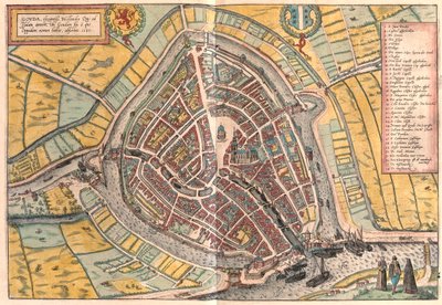 Goude, Nizozemsko - v "Civitates Orbis Terrarum" od Georga Brauna, Kolín nad Rýnem 1617 od Georg Braun