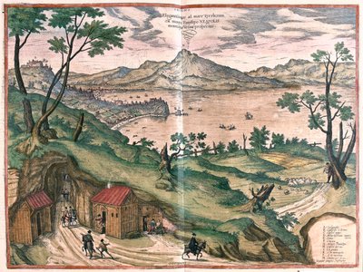 Neapolský záliv a Vesuvio - v knize "Civitates Orbis Terrarum" od Georga Brauna, Kolín nad Rýnem 1617 od Georg Braun
