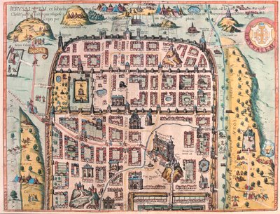Jeruzalém, Izrael - v knize "Civitates Orbis Terrarum" od Georga Brauna, Kolín nad Rýnem 1617 od Georg Braun