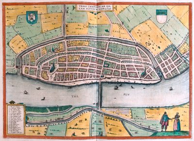 Kampen a řeka Ysel, Nizozemsko - v knize "Civitates Orbis Terrarum" od Georga Brauna, Kolín nad Rýnem 1617 od Georg Braun