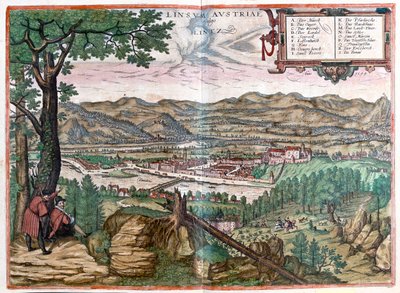 Lintz, Rakousko - v "Civitates Orbis Terrarum" od Georga Brauna, Kolín nad Rýnem 1617 od Georg Braun