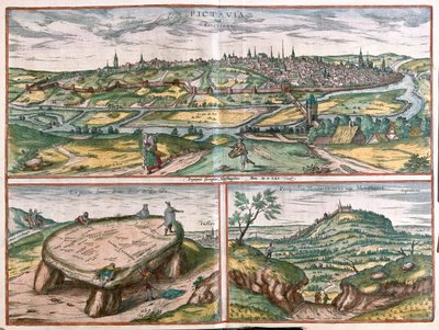 Montpellier, Tours a Poitiers, Francie - v knize "Civitates Orbis Terrarum" od Georga Brauna, Kolín nad Rýnem 1617 od Georg Braun