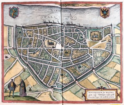 Nijmegen - Nizozemsko, v "Civitates Orbis Terrarum" od Georga Brauna, Kolín nad Rýnem 1617 od Georg Braun