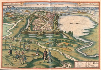 Papa, Maďarsko - v "Civitates Orbis Terrarum" od Georga Brauna, Kolín nad Rýnem 1617 od Georg Braun