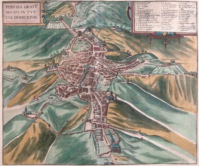 Perugia, Itálie - v "Civitates Orbis Terrarum" od Georga Brauna, Kolín nad Rýnem 1617 od Georg Braun