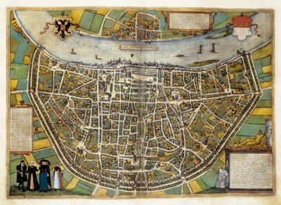 Mapa města Burgos ve Španělsku od Georg Braun