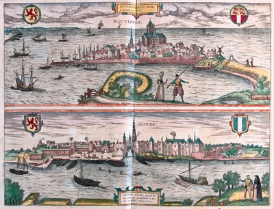 Rotterdam a Gouda, Nizozemsko - v knize "Civitates Orbis Terrarum" od Georga Brauna, Kolín nad Rýnem 1617 od Georg Braun